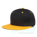 Cappelli a snapback in maglia bianca in cotone nero a bordo piatto